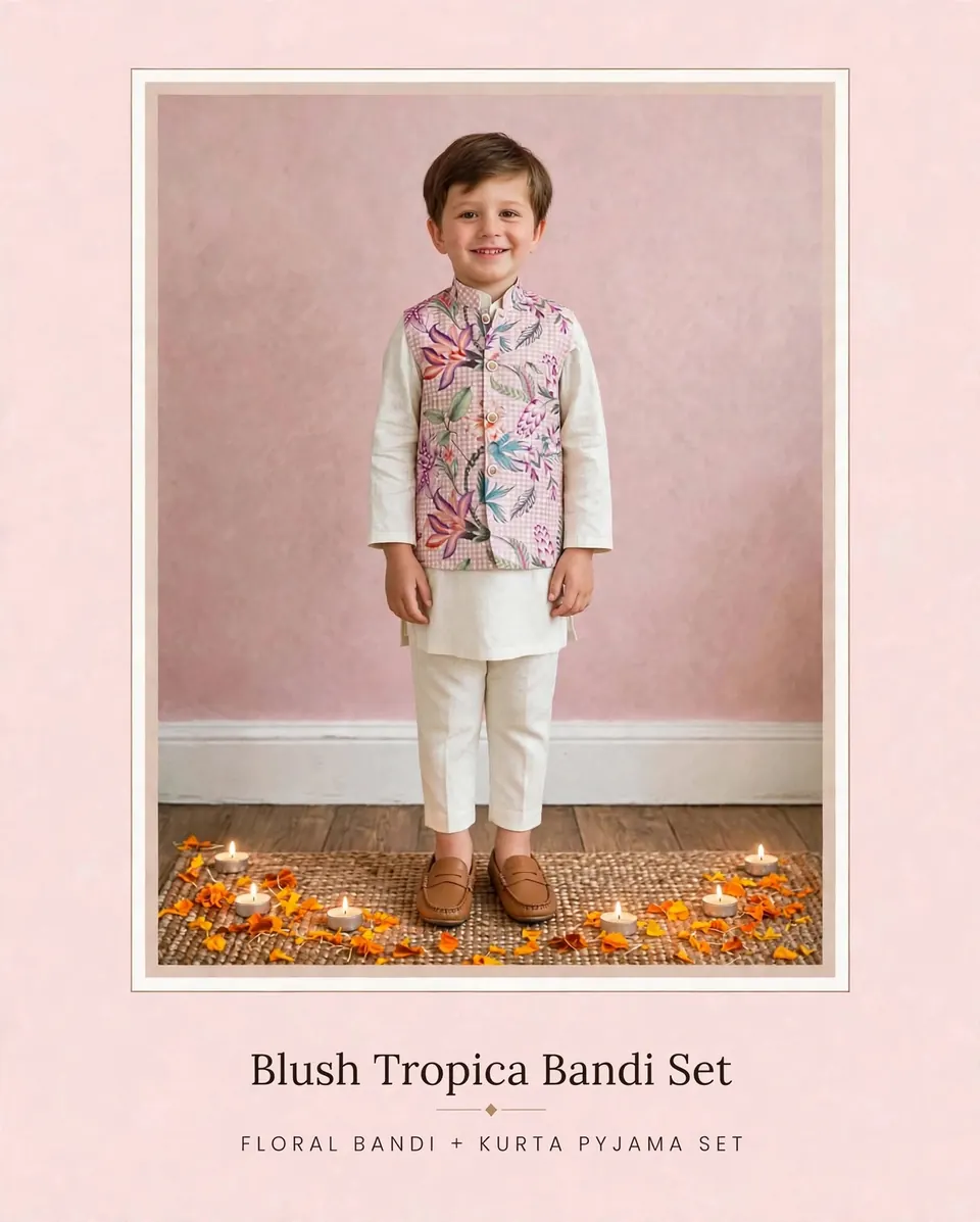 Blush Tropica Bandi Set: Floral Bandi + Pyjama