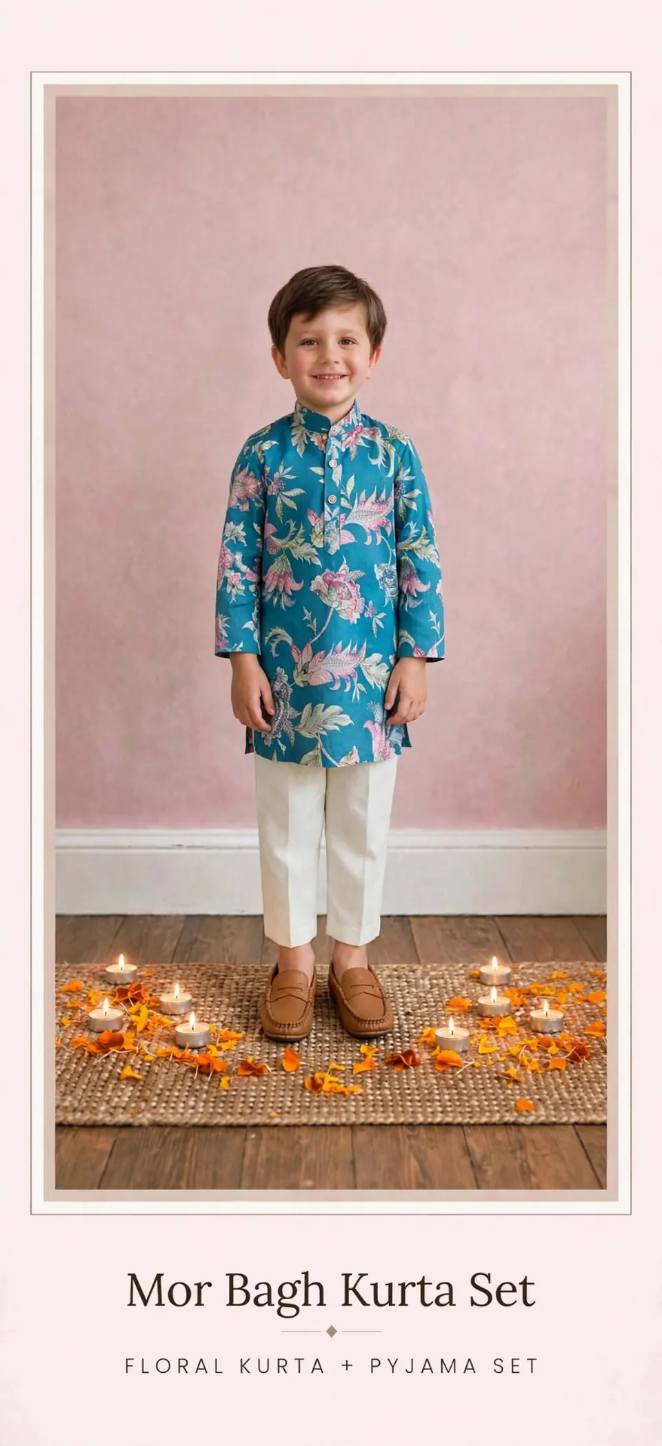 Mor Bagh Kurta Set: Floral Kurta + Pyjama